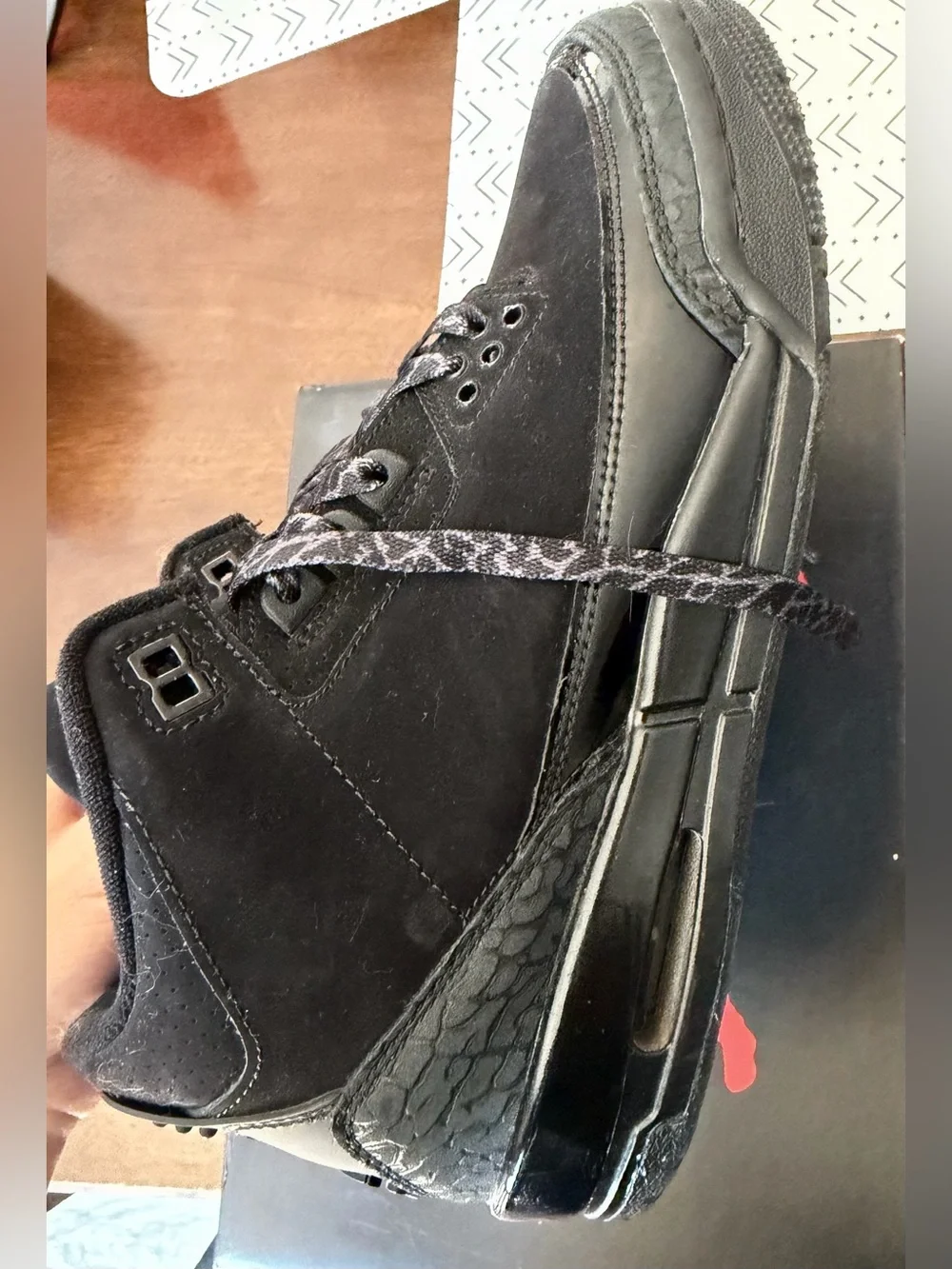 AIR JORDAN 3 RETRO (GS) BLACK/DARK CHARCOAL-WHITE NOIR/CHARBON DE BOIS FONCE